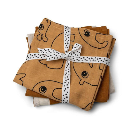 DONE BY DEER Accesorios bebé Pack 3 Muselinas Gots 70 x 70 cm Deer Friend Mostaza 3013094