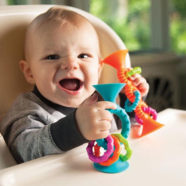 Fat brain toys Destreza y Habilidades +0 Juguete mordedor y sonajero pipSquigz loops celeste FA166-1