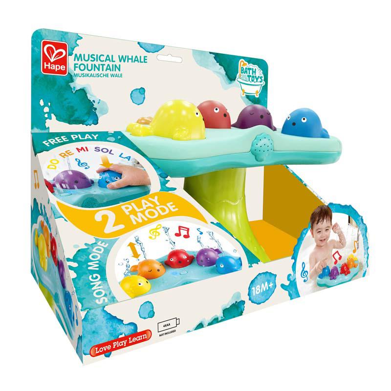  Hape Fuente de música de juguete de baño, bañera de ballena, 2  modos de juego, juguete con música, juguete de ducha de baño para niños  pequeños : Juguetes y Juegos