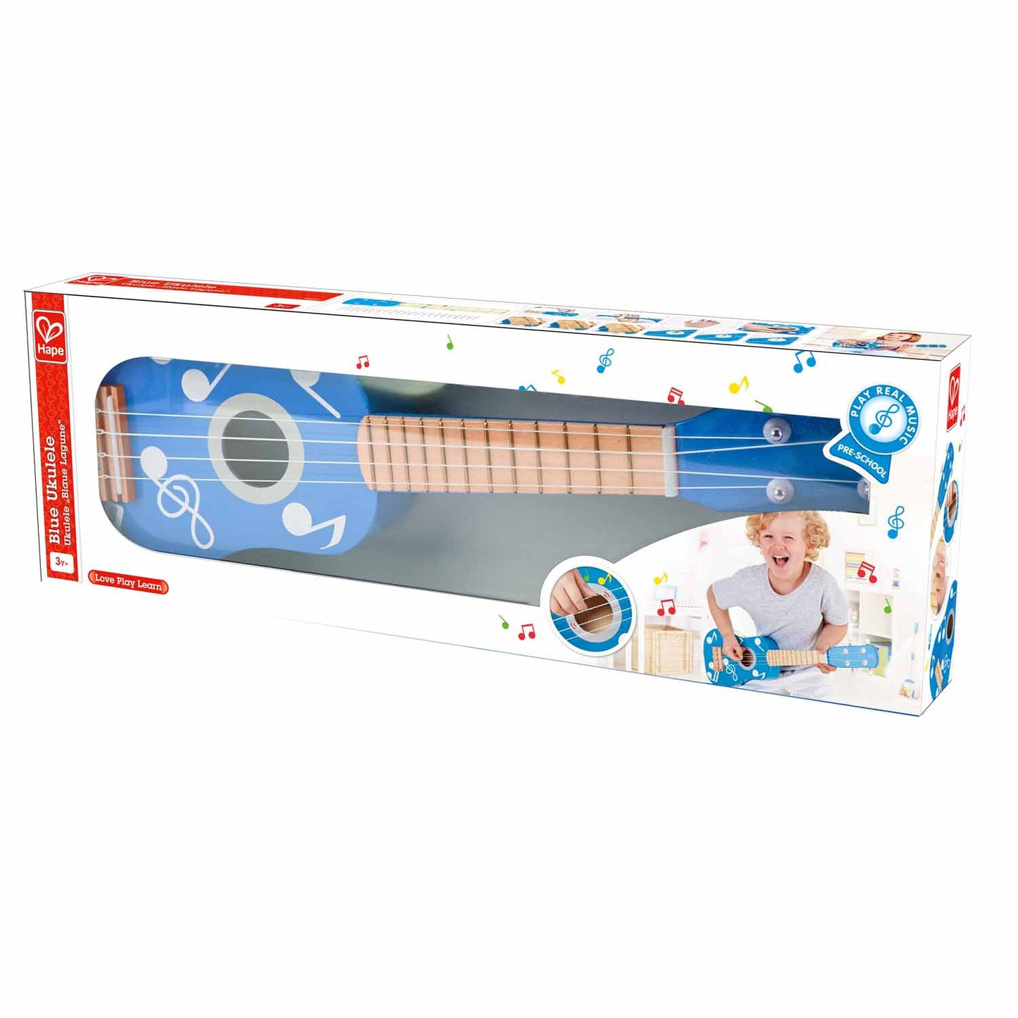 HAPE Música y teatro +3 Ukelele Azul Infantil Hape E0604