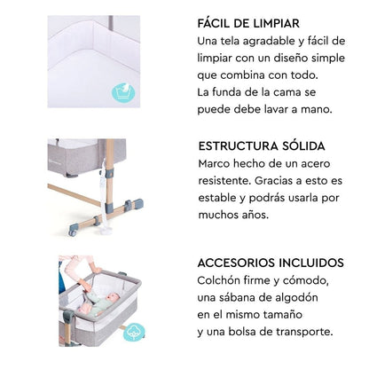 KINDERKRAFT cunas Cuna Colecho Neste Air Grey Light Melange Madera KKLNEAIRGRYW