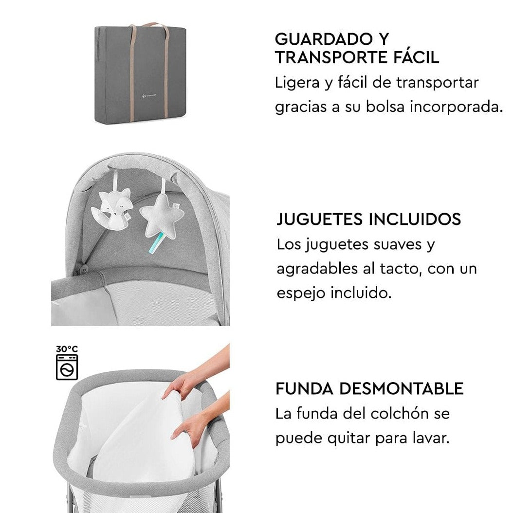 KINDERKRAFT cunas Cuna Moises 3 en 1 Loveli Gris KKLLOVIGR