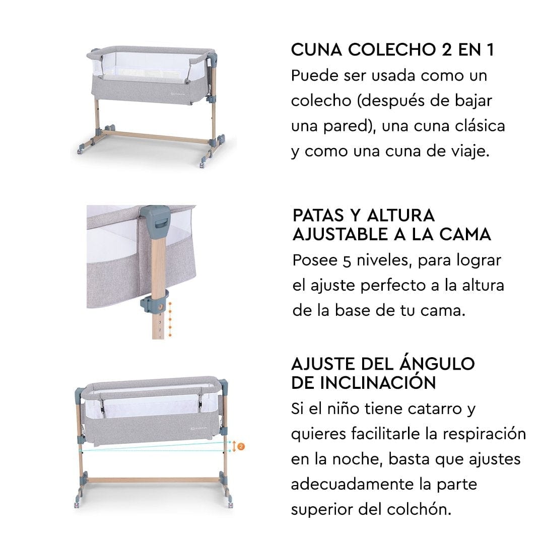 Cuna Neste Air Grey Light Melange de KINDERKRAFT - Pichintun