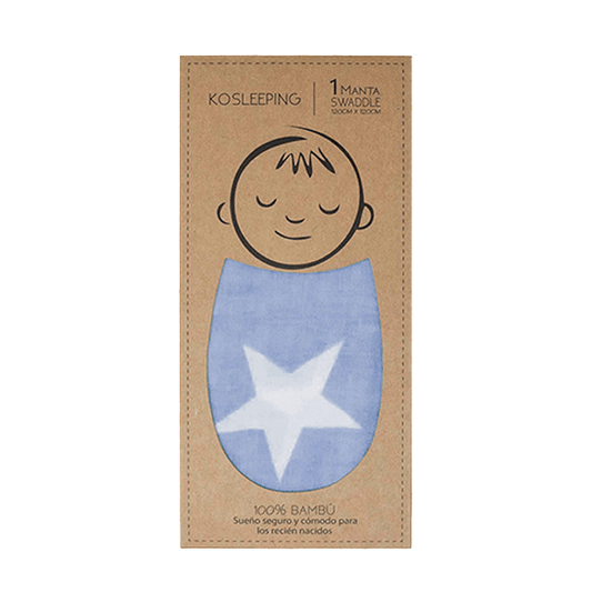 Kosleeping Accesorios bebé Swaddle Manta Bambú Azul Piedra con Estrellas Blancas Mantaazulpiedra