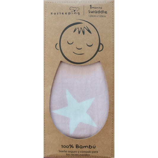 Kosleeping Accesorios bebé Swaddle Manta Bambú Rosada con Estrellas Blancas 1502306265100