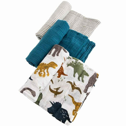 LITTLE UNICORN Accesorios bebé Pack 3 Tutos Muselina Swaddle - Dino Friend 2 Set UB0047