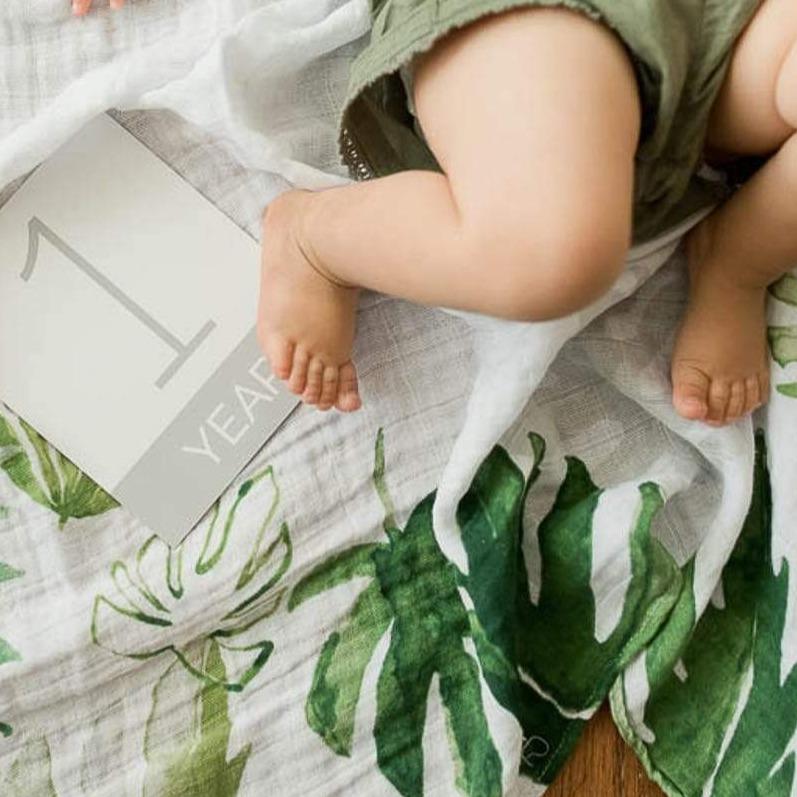 Mantas para bebés fotográfica Tropical Leaf Swaddle Muselina - Pichintun