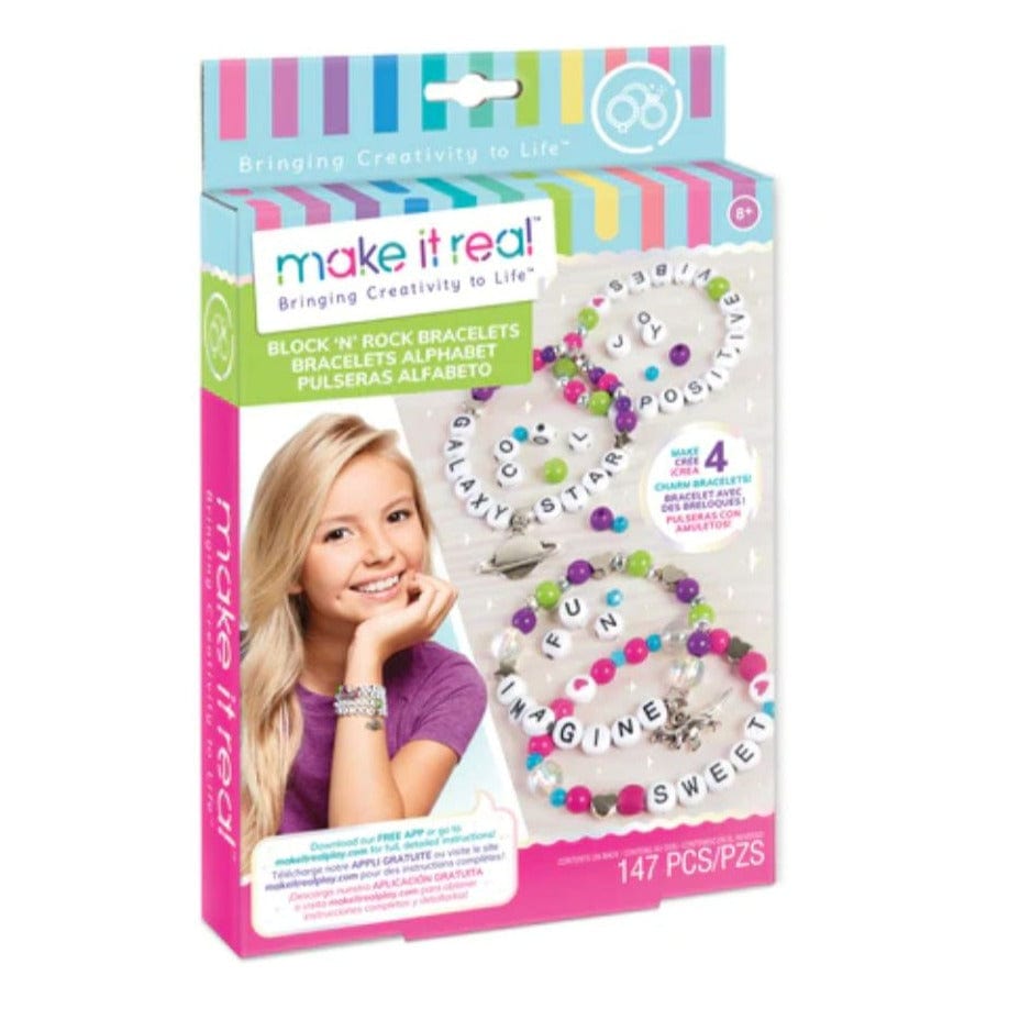 MAKE IT REAL Arte y Manualidades Arma Pulseras con dijes de bloques y rocas MIR1205