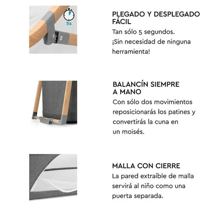 Pichintun Cuna Corral 4 En 1 Kinderkraft Grey KKLSOFIGR