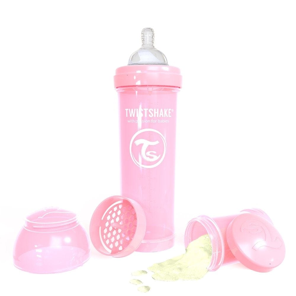 Twistshake Alimentación y Lactancia Mamadera anticólico de 330 ml. color rosado pastel TS176